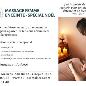 Carte cadeau massage femme enceinte Noël, près de Grenoble